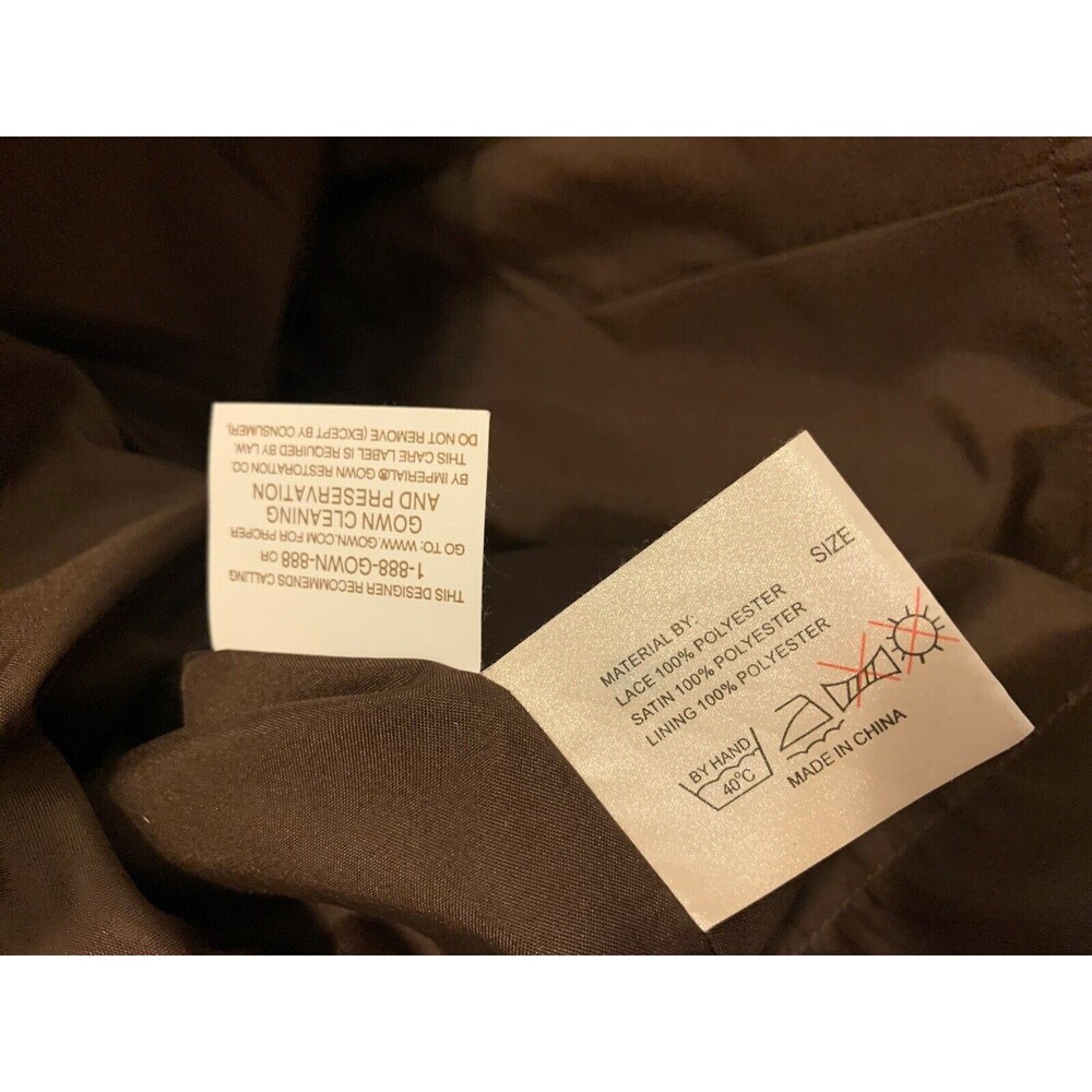 Simone Carvalli Dress Brown Woodland Forest Fairy Ruched Floral Appliqué Size 12 - Picture 13 of 16